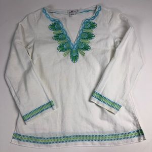 Vineyard Vines Women's White Peasant Top Size XS Boho Blouse Crochet Detail